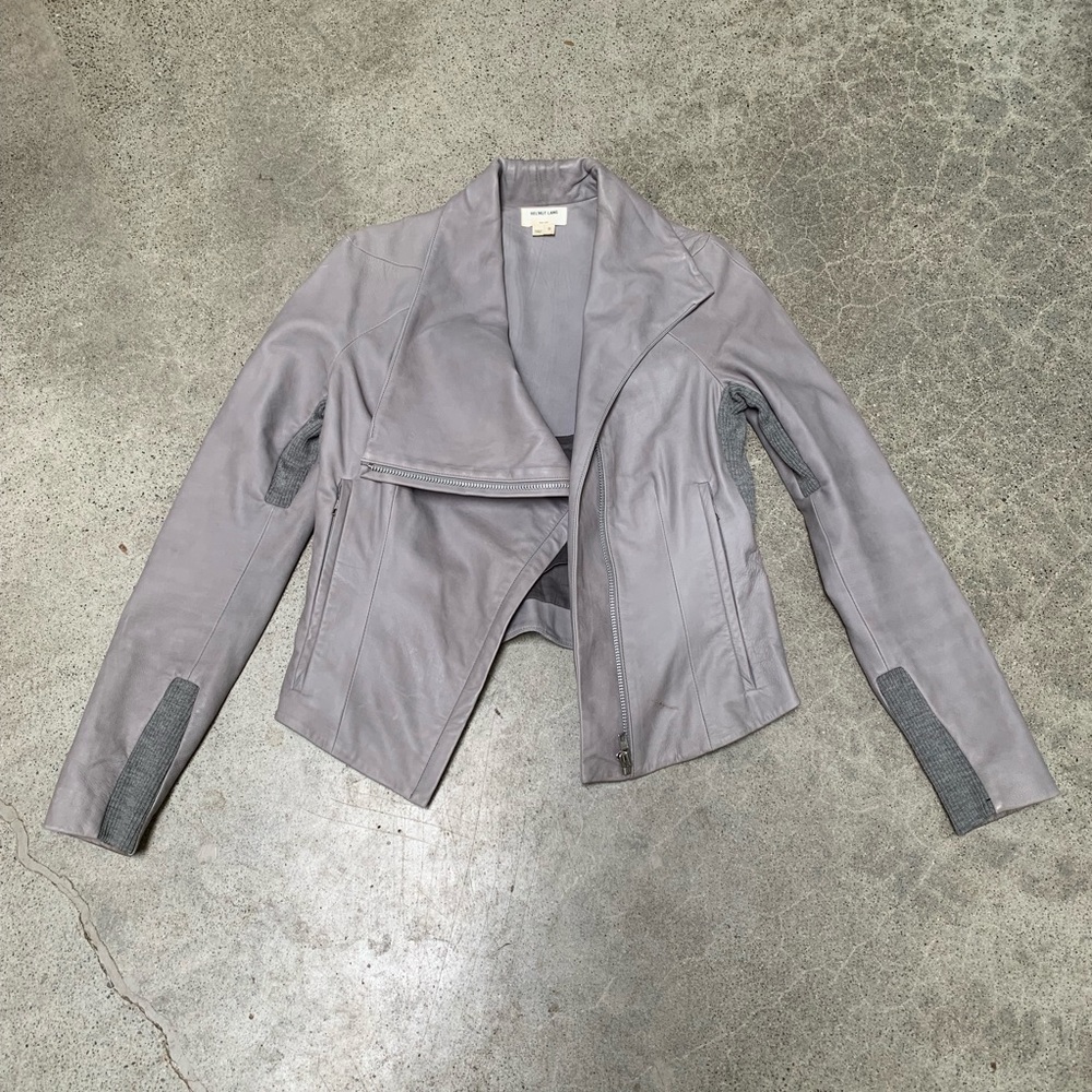 Helmet Lang Dove Gray Leather Jacket Moto Boho